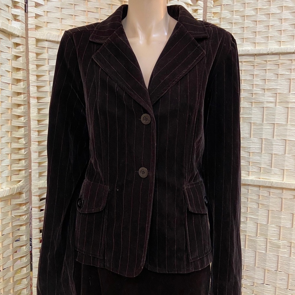Studio 1940s, Brown Stripes Velvety Blazer Size XL